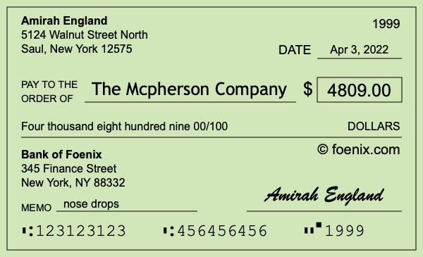 How to write a check for $4,809