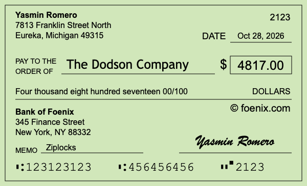 How to write a check for $4,817