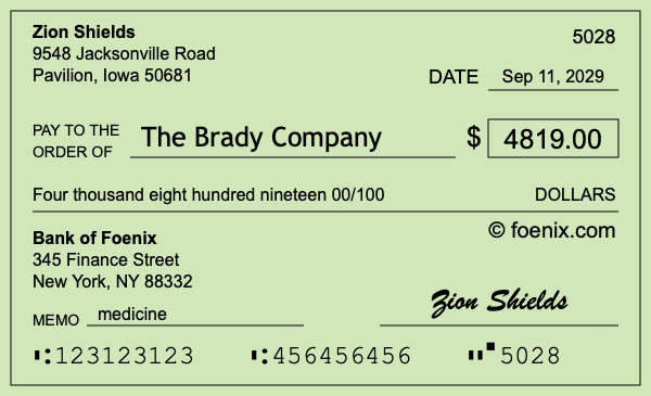 How to write a check for $4,819