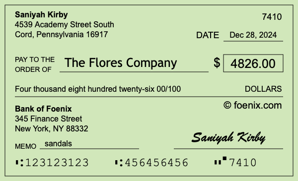 How to write a check for $4,826