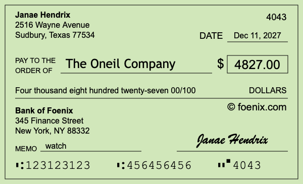 How to write a check for $4,827