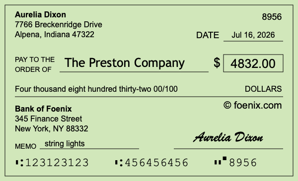 How to write a check for $4,832