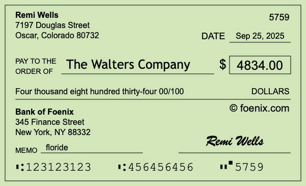 How to write a check for $4,834