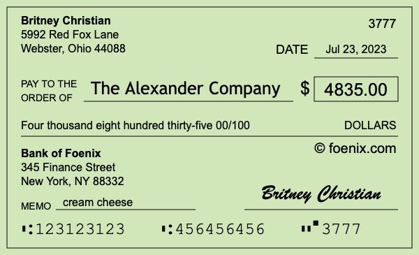 How to write a check for $4,835