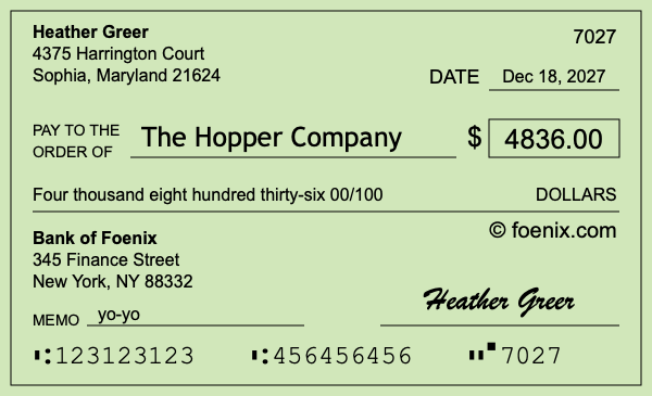 How to write a check for $4,836