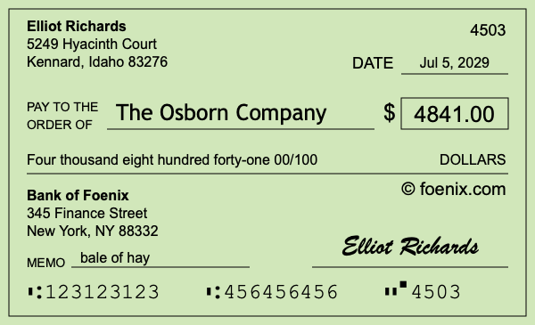 How to write a check for $4,841