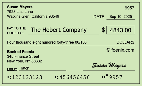 How to write a check for $4,843