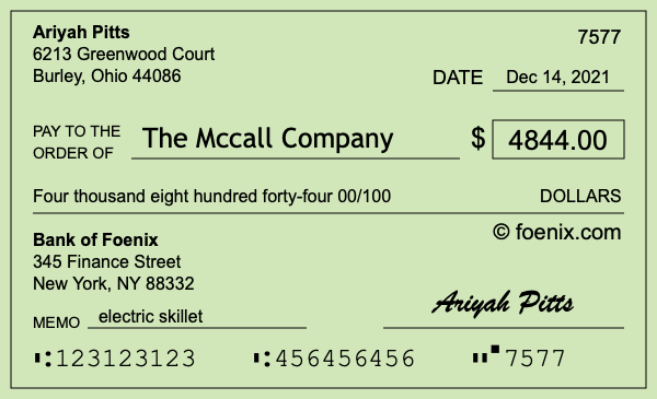How to write a check for $4,844