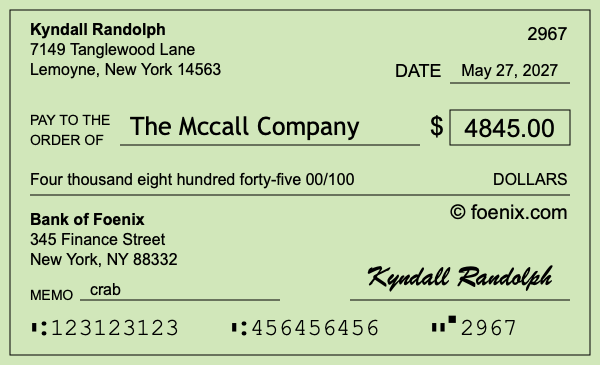 How to write a check for $4,845