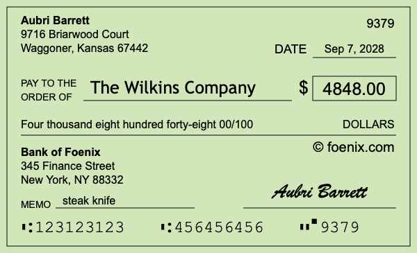 How to write a check for $4,848