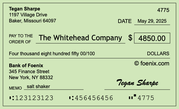 How to write a check for $4,850