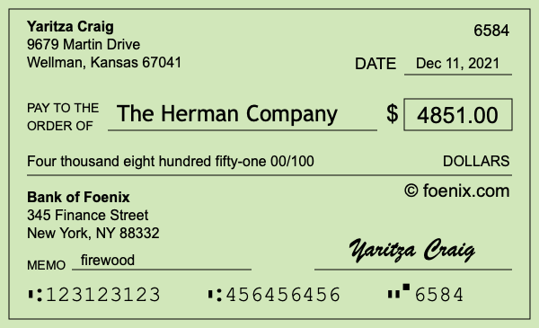 How to write a check for $4,851
