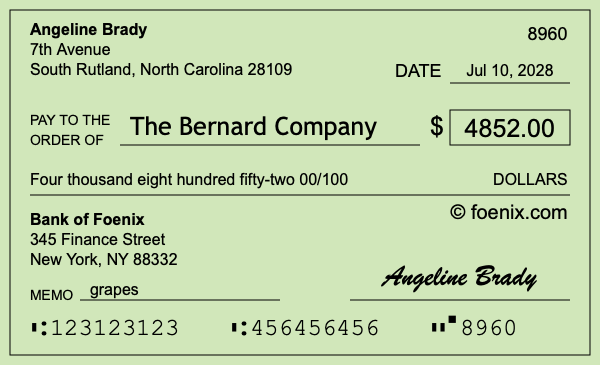How to write a check for $4,852