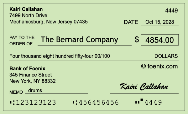 How to write a check for $4,854
