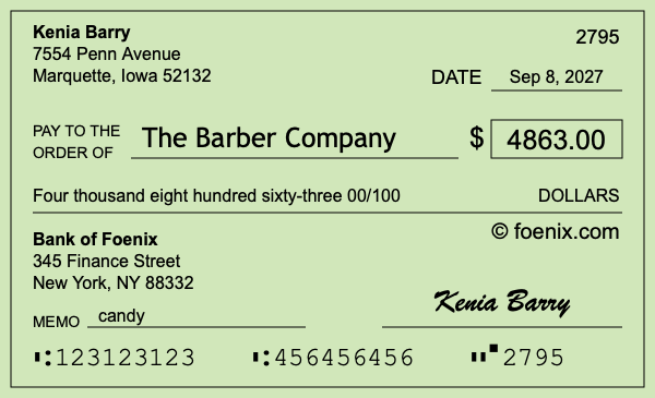 How to write a check for $4,863