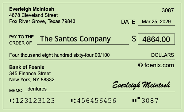 How to write a check for $4,864
