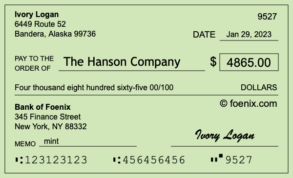 How to write a check for $4,865