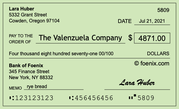 How to write a check for $4,871