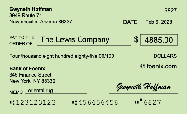 How to write a check for $4,885