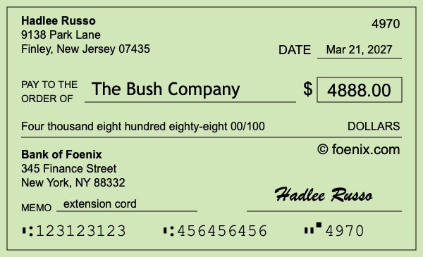 How to write a check for $4,888