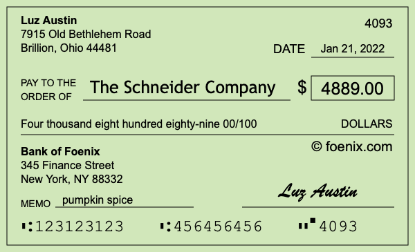 How to write a check for $4,889