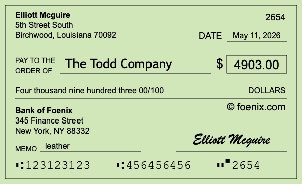 How to write a check for $4,903