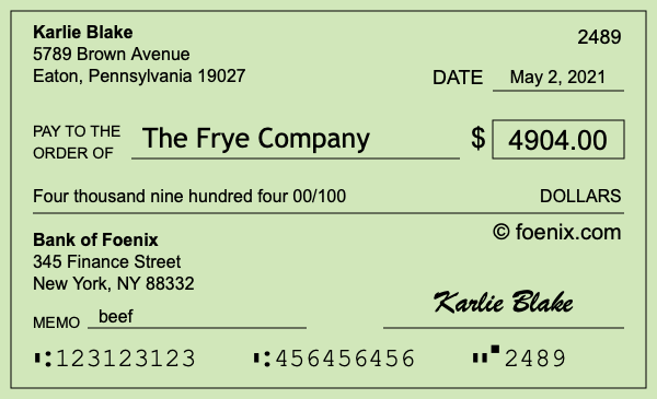 How to write a check for $4,904
