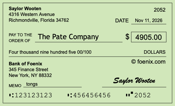How to write a check for $4,905