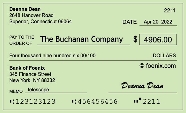 How to write a check for $4,906
