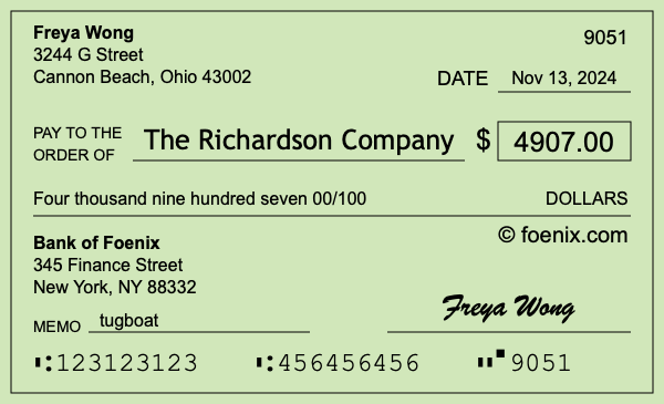 How to write a check for $4,907