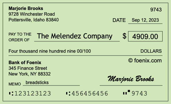 How to write a check for $4,909