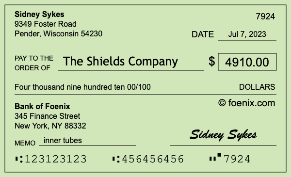 How to write a check for $4,910