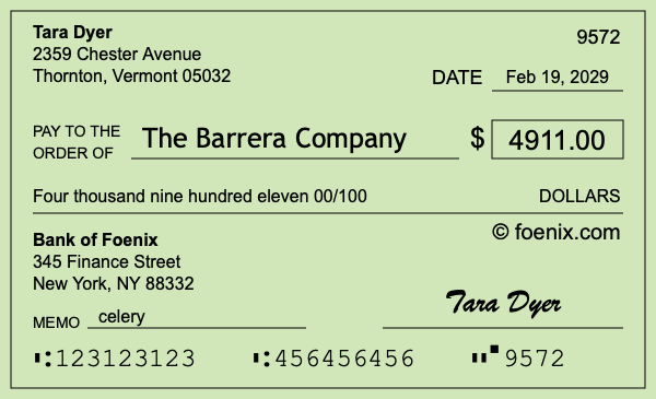 How to write a check for $4,911