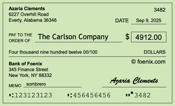 How to write a check for $4,912