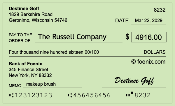 How to write a check for $4,916