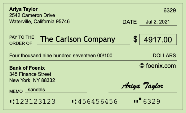 How to write a check for $4,917