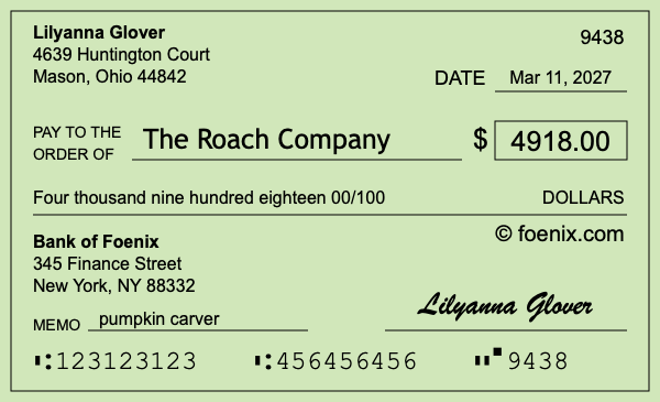 How to write a check for $4,918
