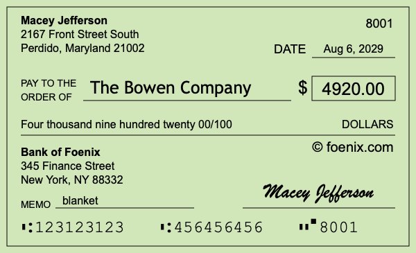 How to write a check for $4,920