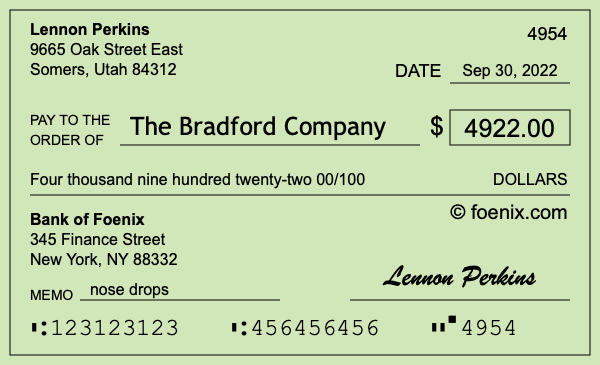 How to write a check for $4,922