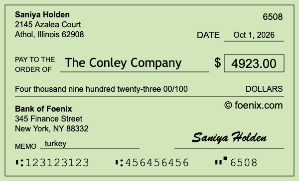 How to write a check for $4,923