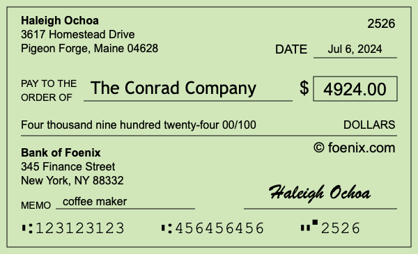 How to write a check for $4,924