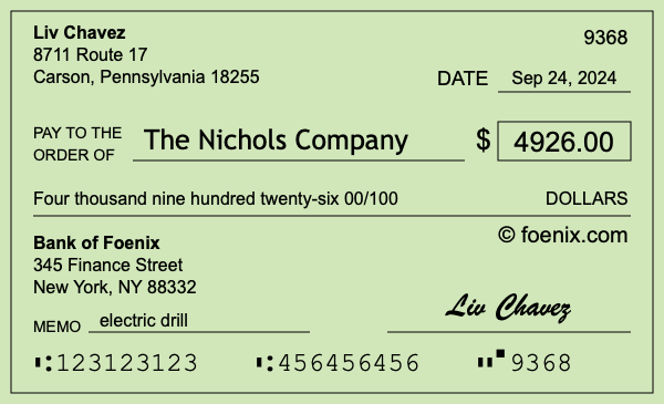 How to write a check for $4,926