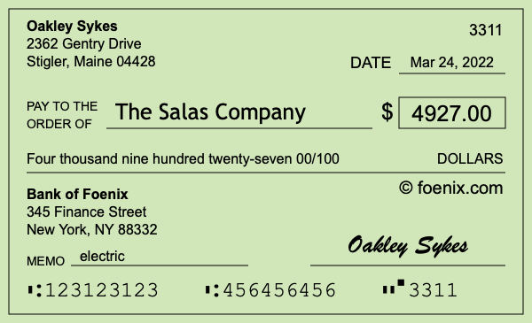 How to write a check for $4,927