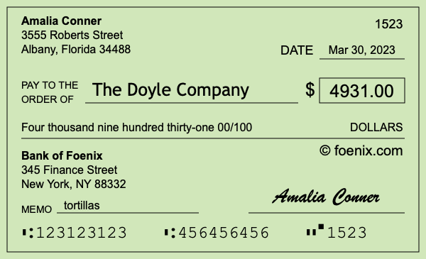 How to write a check for $4,931
