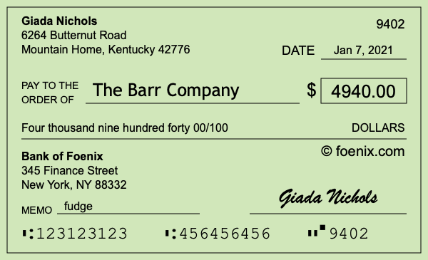 How to write a check for $4,940
