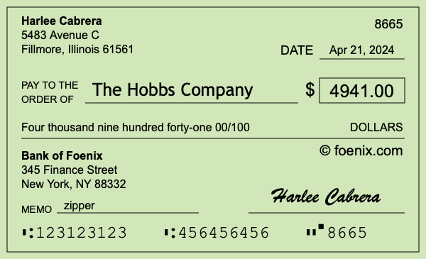 How to write a check for $4,941