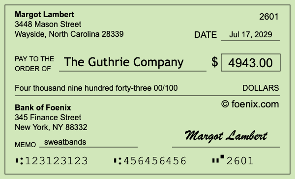 How to write a check for $4,943