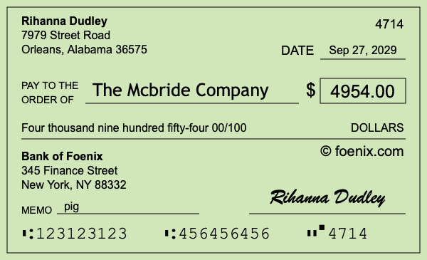 How to write a check for $4,954