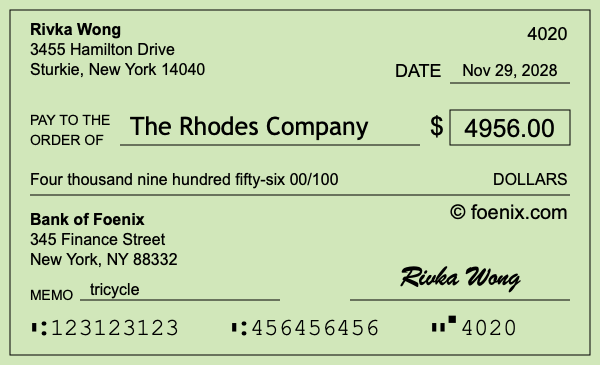 How to write a check for $4,956