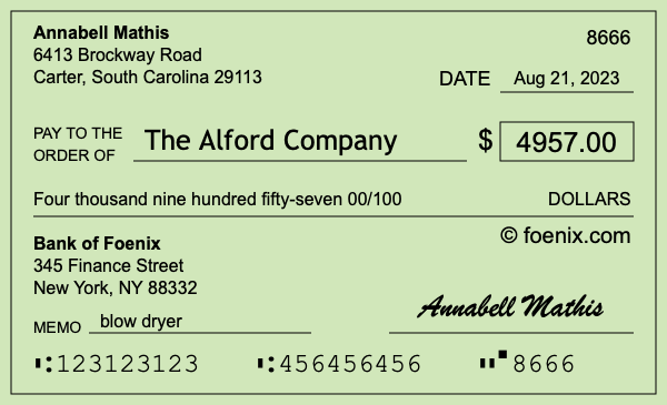 How to write a check for $4,957